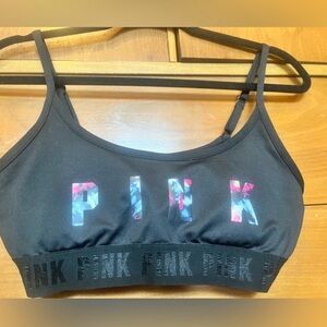 Victoria's Secret Black Sports Bra with Colorful PINK Logo